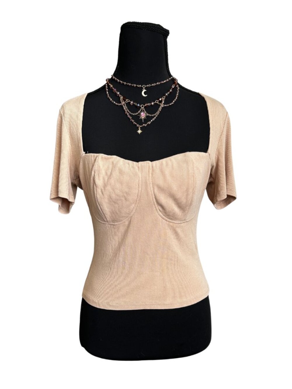 Lulu's Camel Short Sleeve Blouse